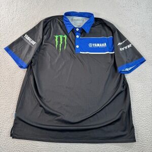 Yamaha Factory Racing Monster Energy Team Polo Shirt Men's 2XL Black Motorcycle
